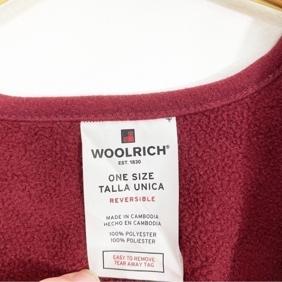 Woolrich‎ Maroon Gray Striped Blanket Poncho Cape Shawl OS One Size Fleece - Picture 7 of 7